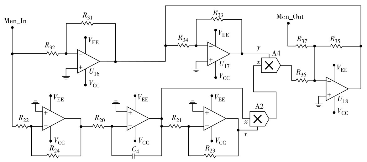 图8 三阶磁控忆阻器电路Fig. 8 Three-order magnetic control memristor circuit.